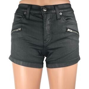 Henry & Belle Women's Black Coated Zip Pocket Denim Jean Shorts Size 24